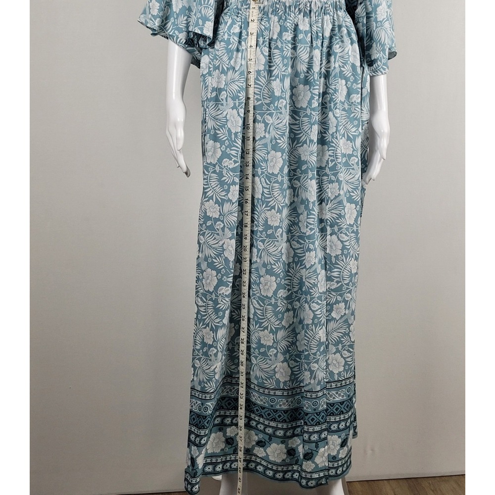 2 Piece Maxi Skirt Set Womens Blue Floral Hummingbird Excellent Boho - Large - Picture 6 of 12